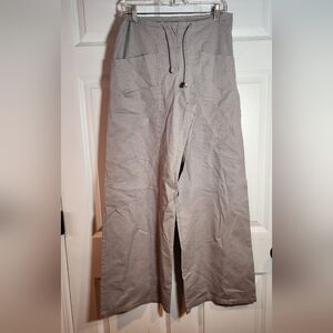 Ateliers Rare Toggery Gray Linen Blend Wide Leg Pants Adjustable Waist XS (4)